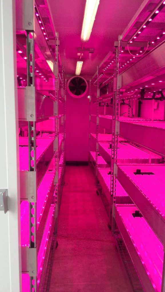 inside of container farms showing climate control system